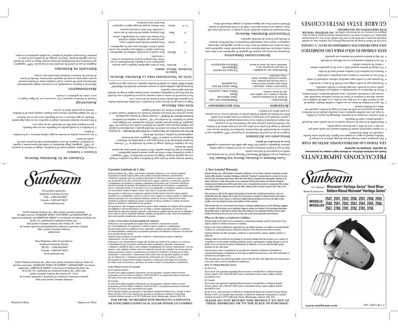 Sunbeam Mixmaster 2556 User manual