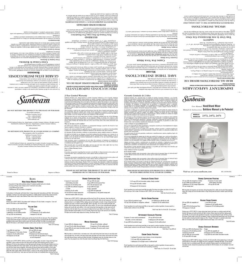 Sunbeam MIXMASTER 2372 User manual
