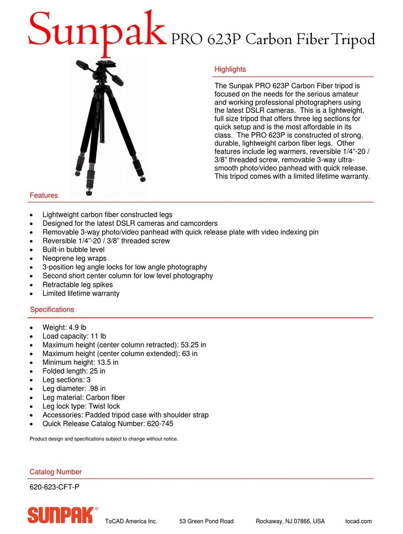 Sunpak PRO 623P Specifications
