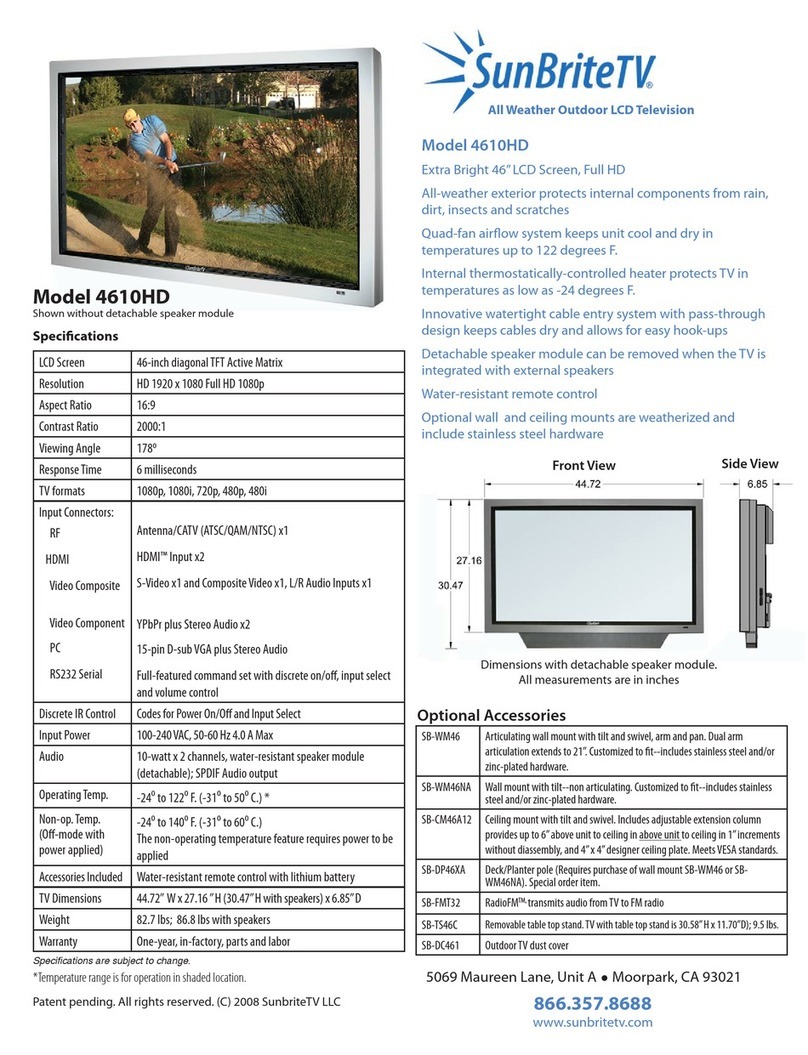 SunBriteTV 4610HD Specification sheet