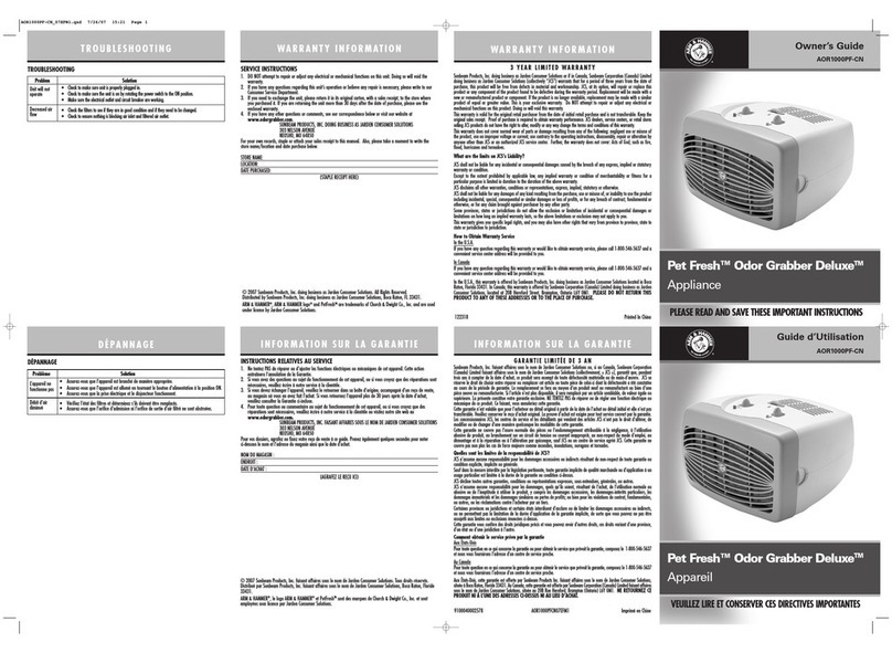 Sunbeam Odor Grabber user manual
