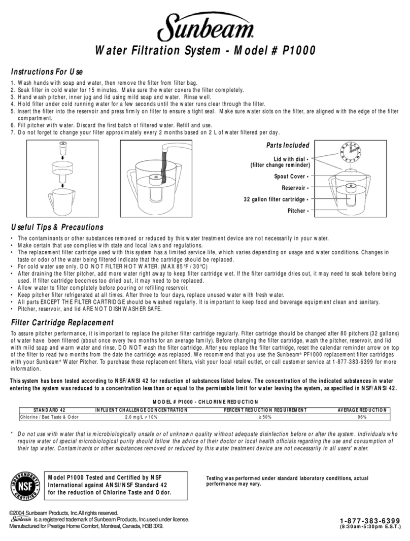 Sunbeam P1000 Instructions for use Sunbeam P1000 Instructions for use