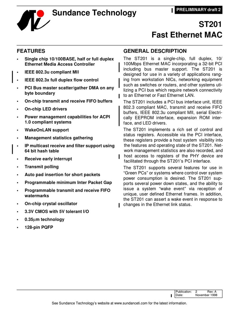Sundance Technology ST201 Specification sheet Sundance Technology ST201 Specification sheet