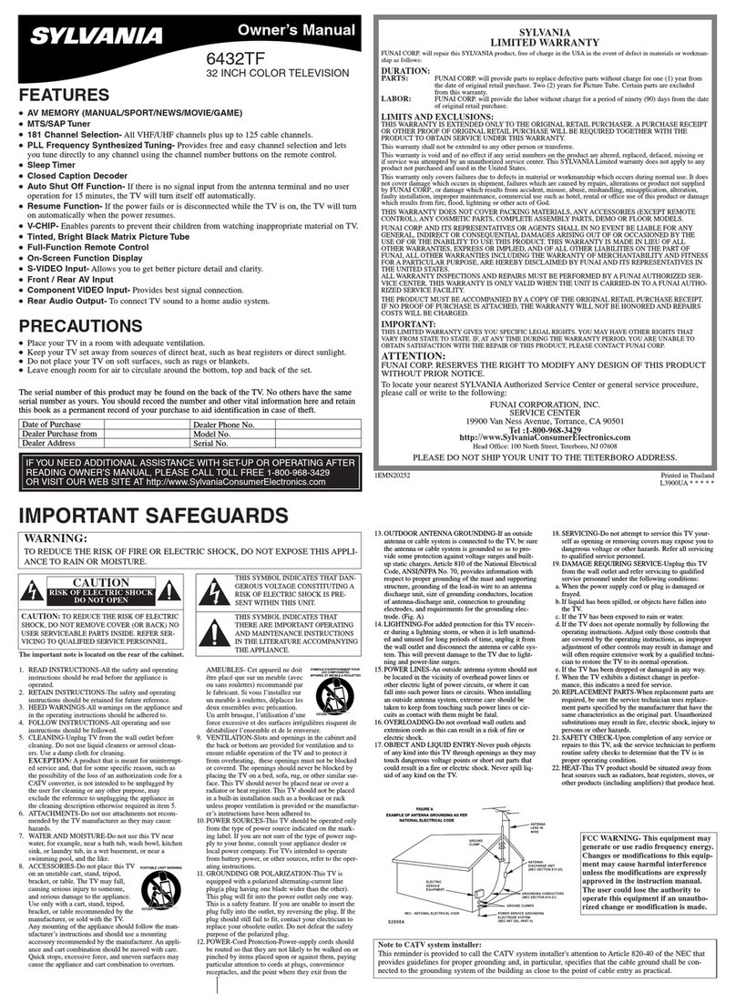 Sylvania 6432TF owner's manual
