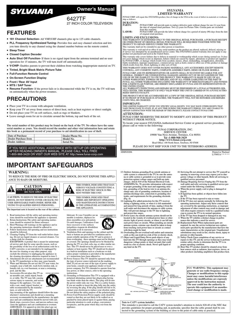 Sylvania 6427TF owner's manual