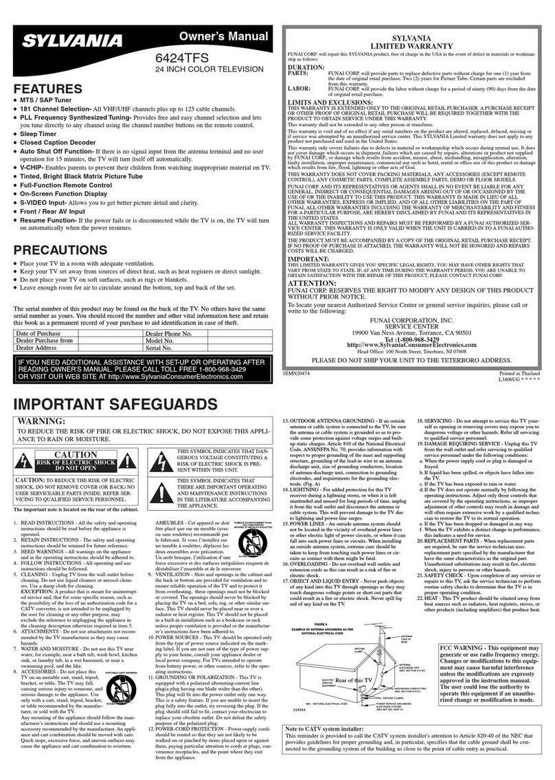 Sylvania 6424TFS owner's manual