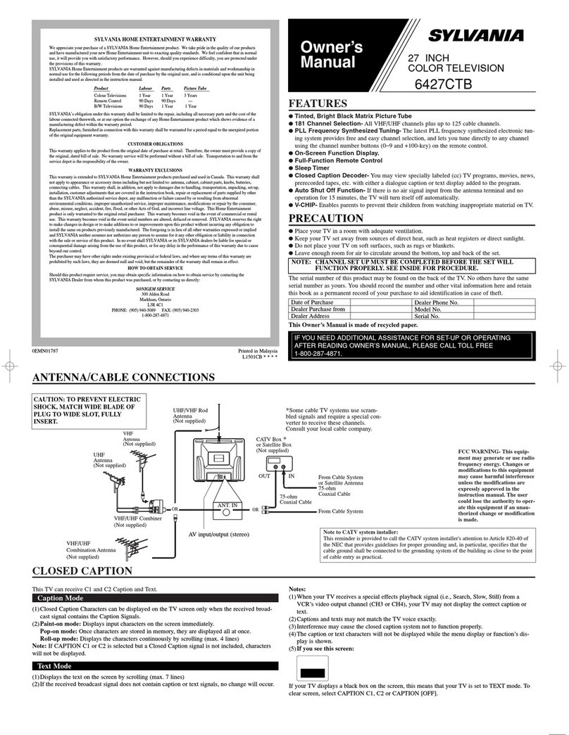 Sylvania 6427CTB owner's manual