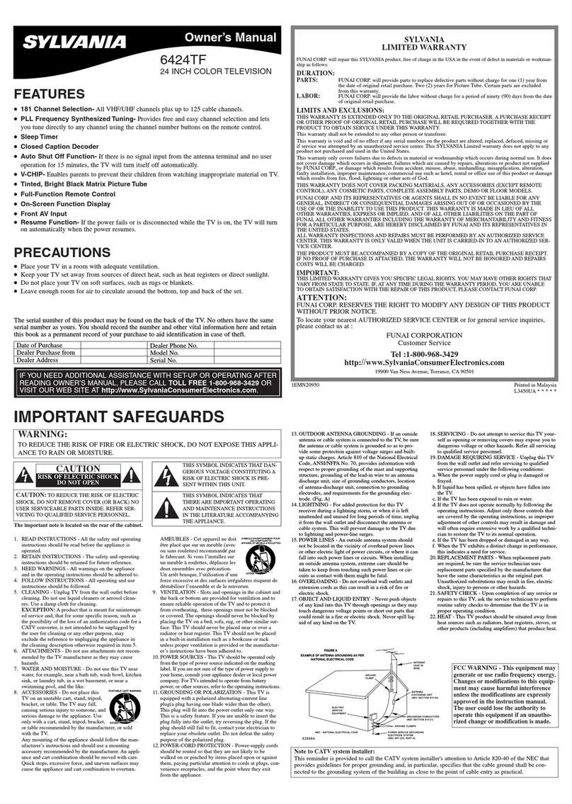 Sylvania 6424TF owner's manual