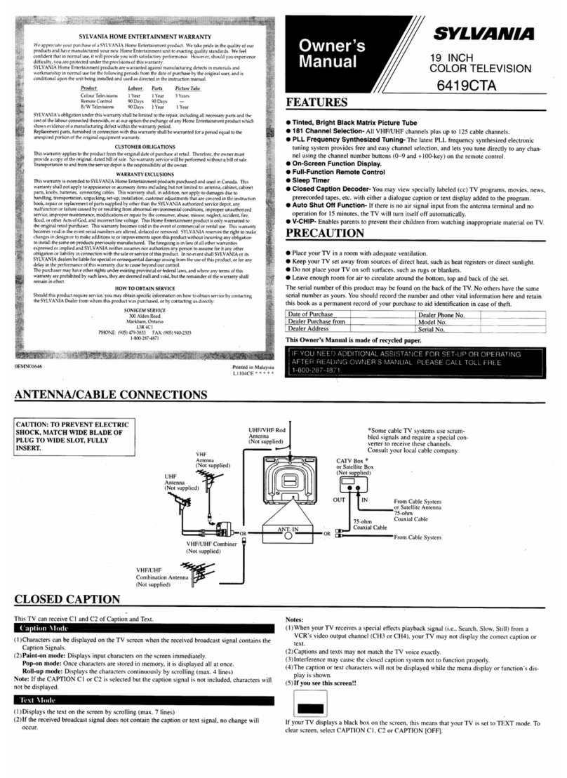 Sylvania 6419CTA owner's manual