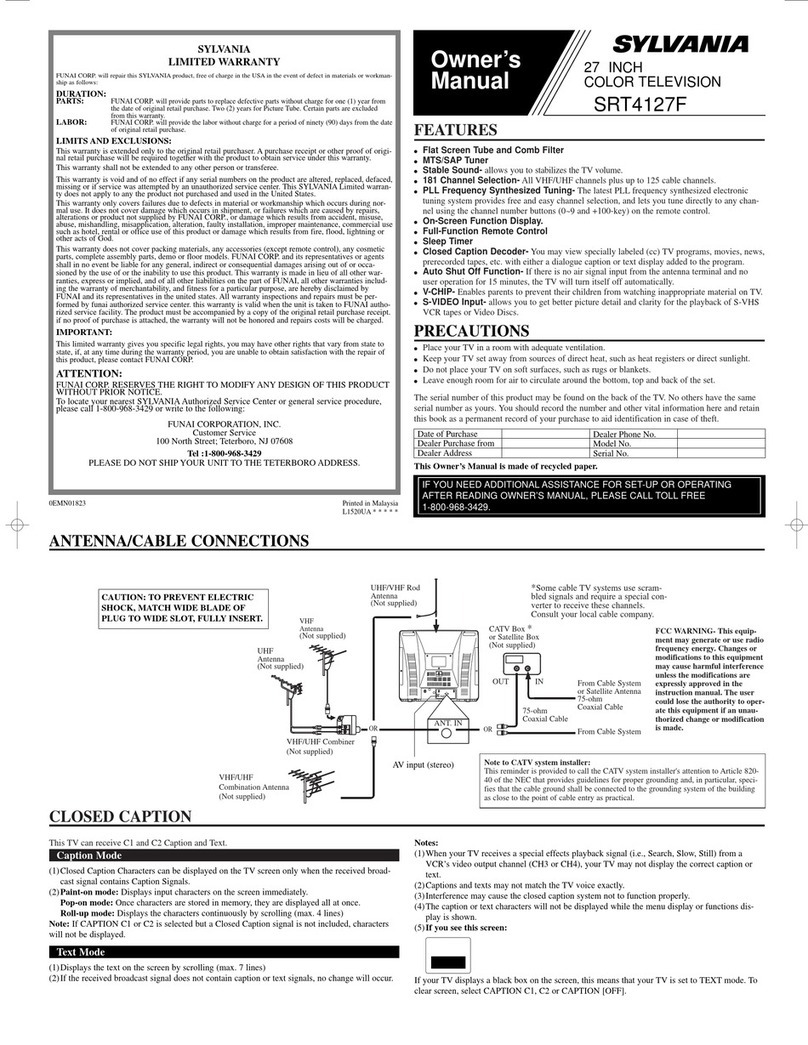 Sylvania SRT4127F owner's manual