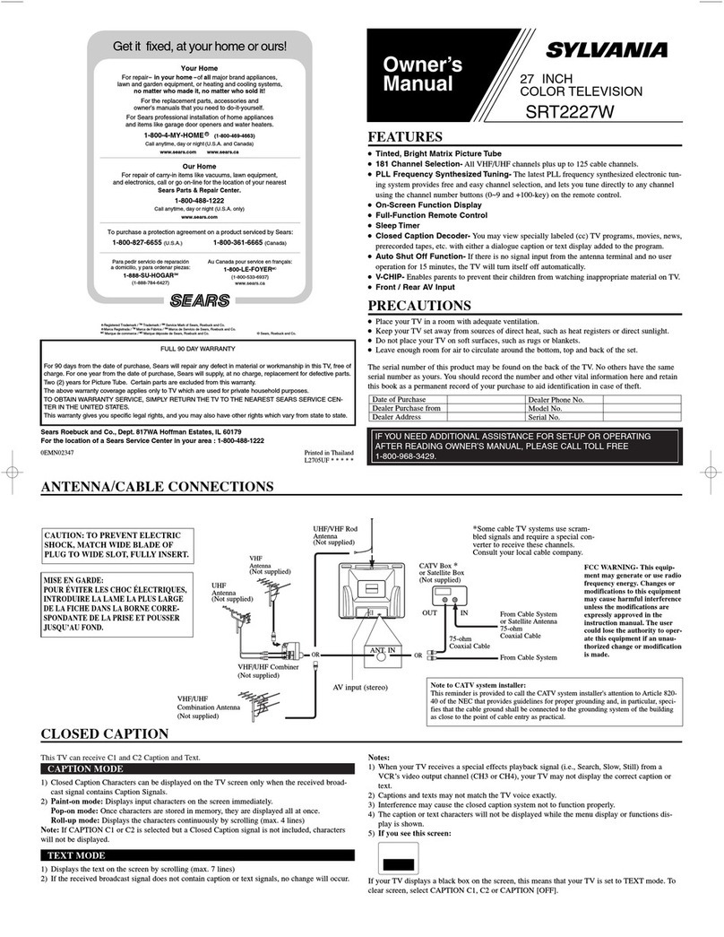Sylvania SRT2227W User manual