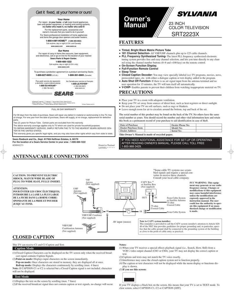 Sylvania SRT2223X owner's manual