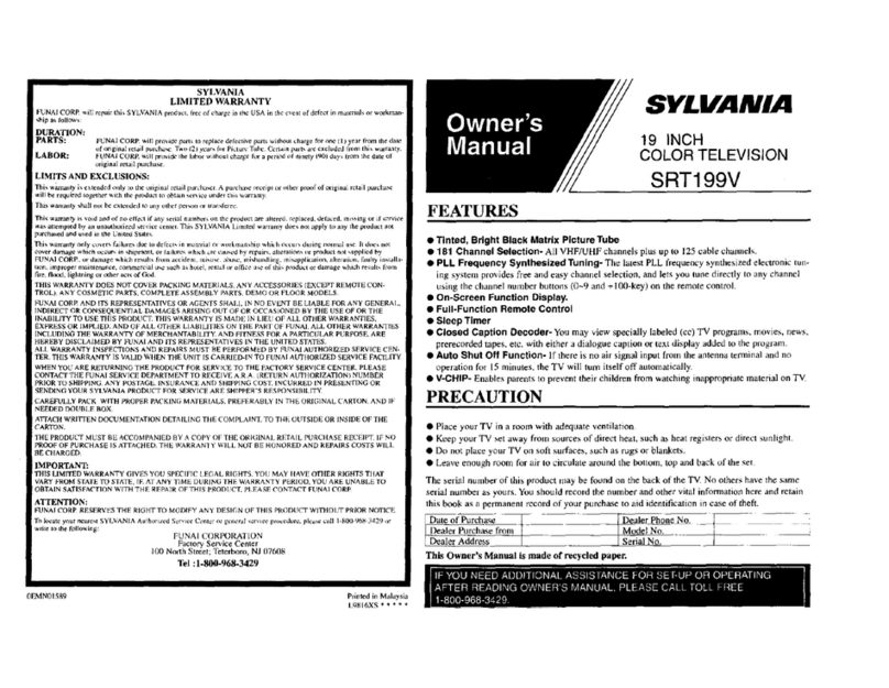 Sylvania SRT199V User manual