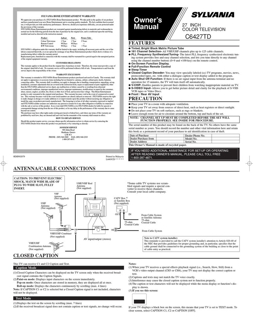 Sylvania C6427TD owner's manual