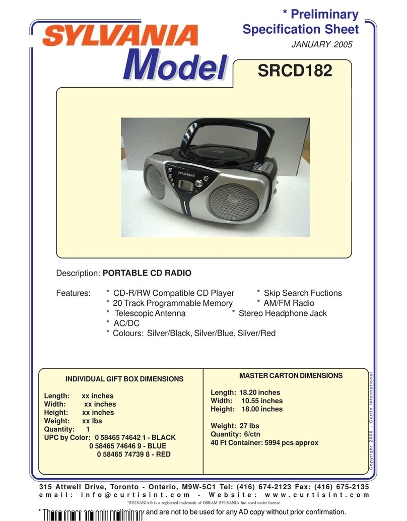 Sylvania SRCD182 Preliminary specification sheet