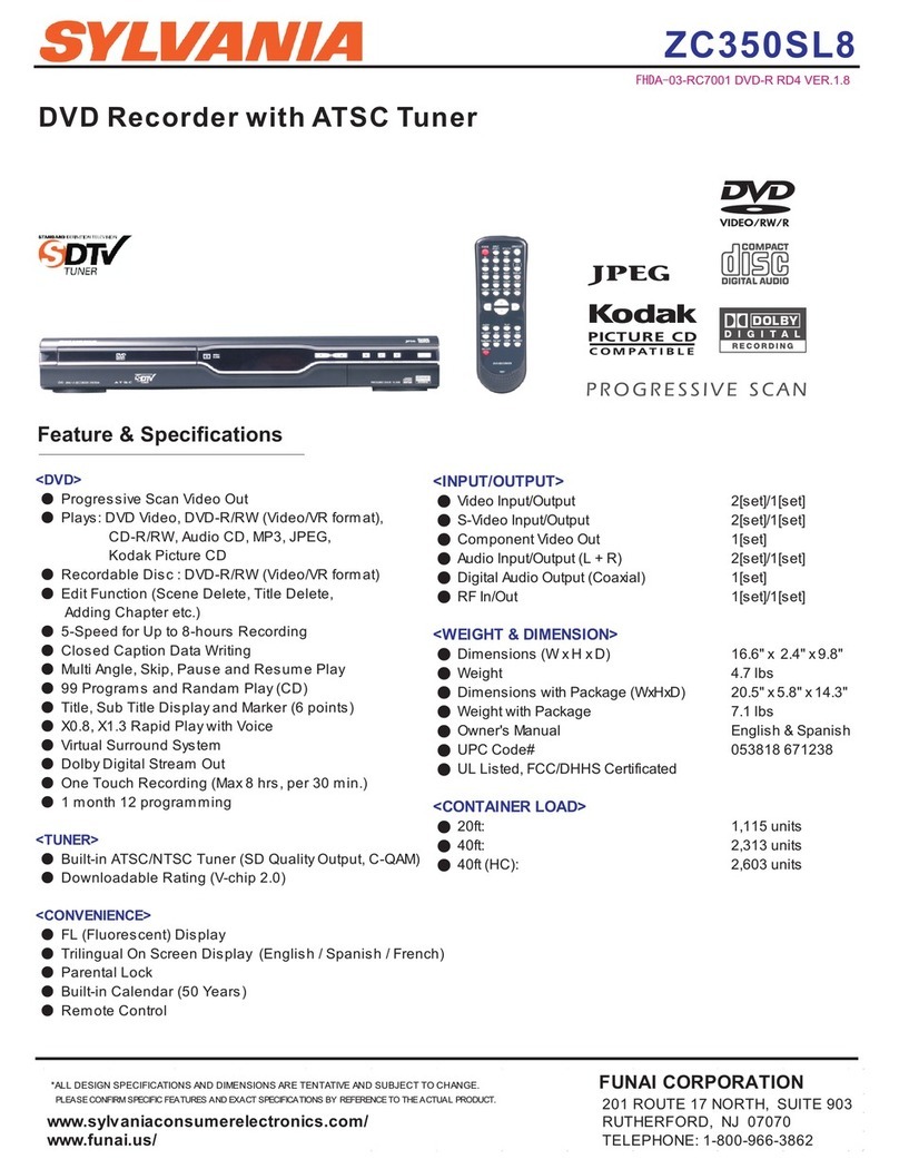 Sylvania ZC350SL8 Specifications