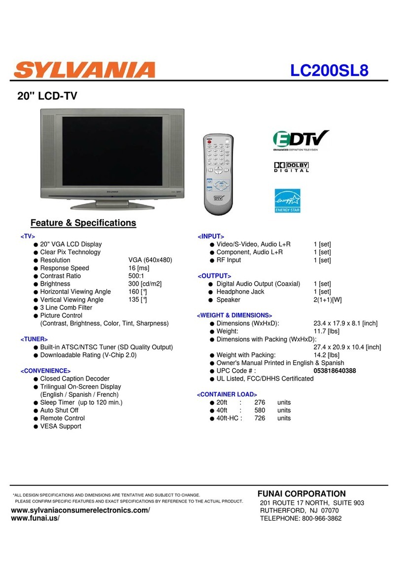 Sylvania LC200SL8 A Specification sheet