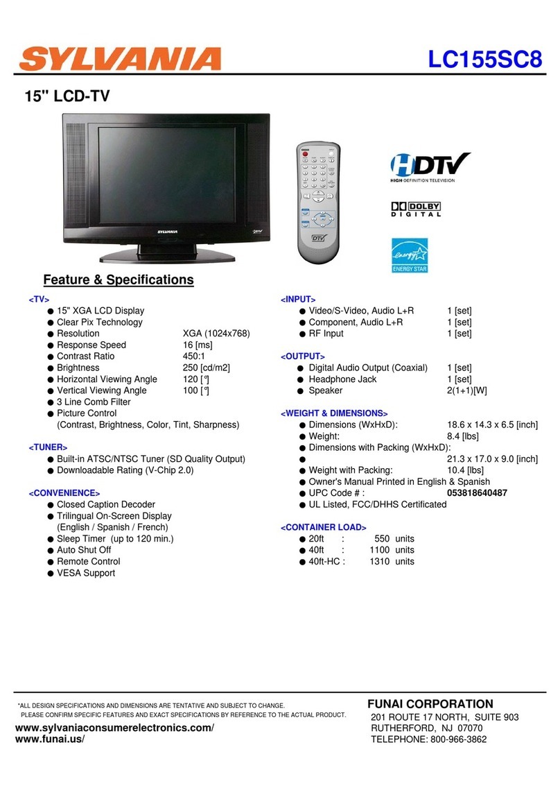 Sylvania LC155SC8 Specification sheet