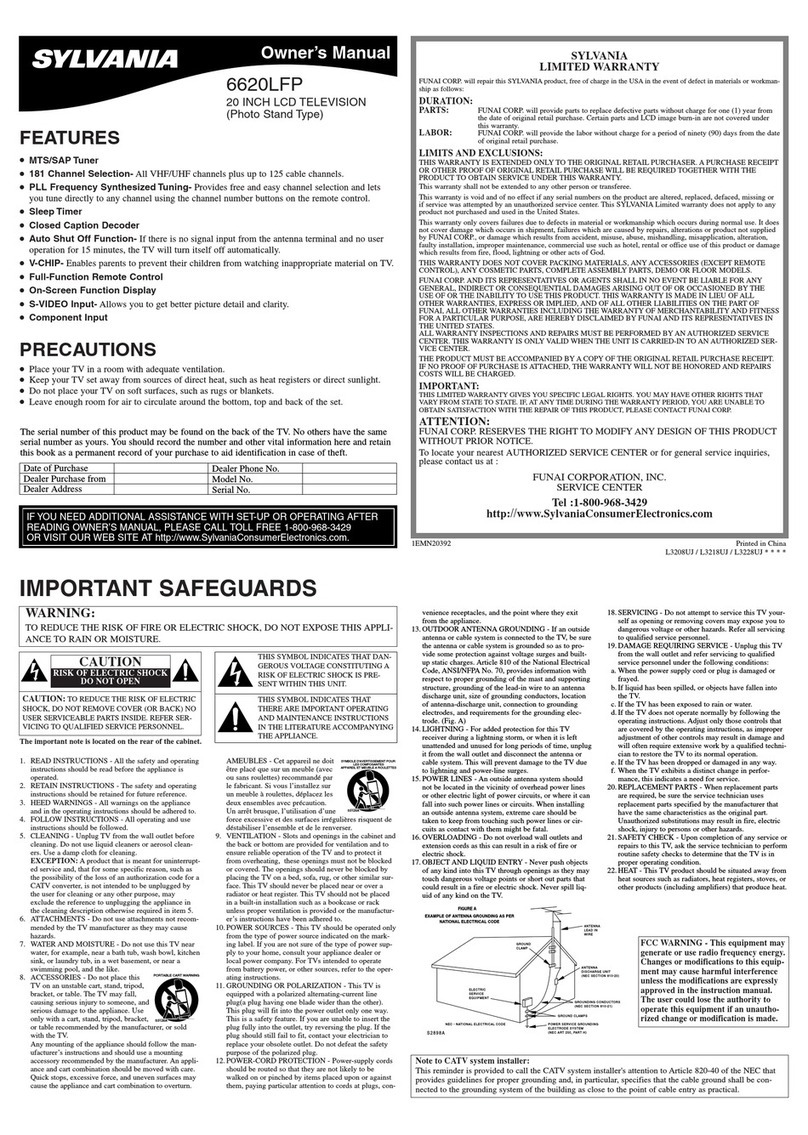 Sylvania 6620LFP User manual
