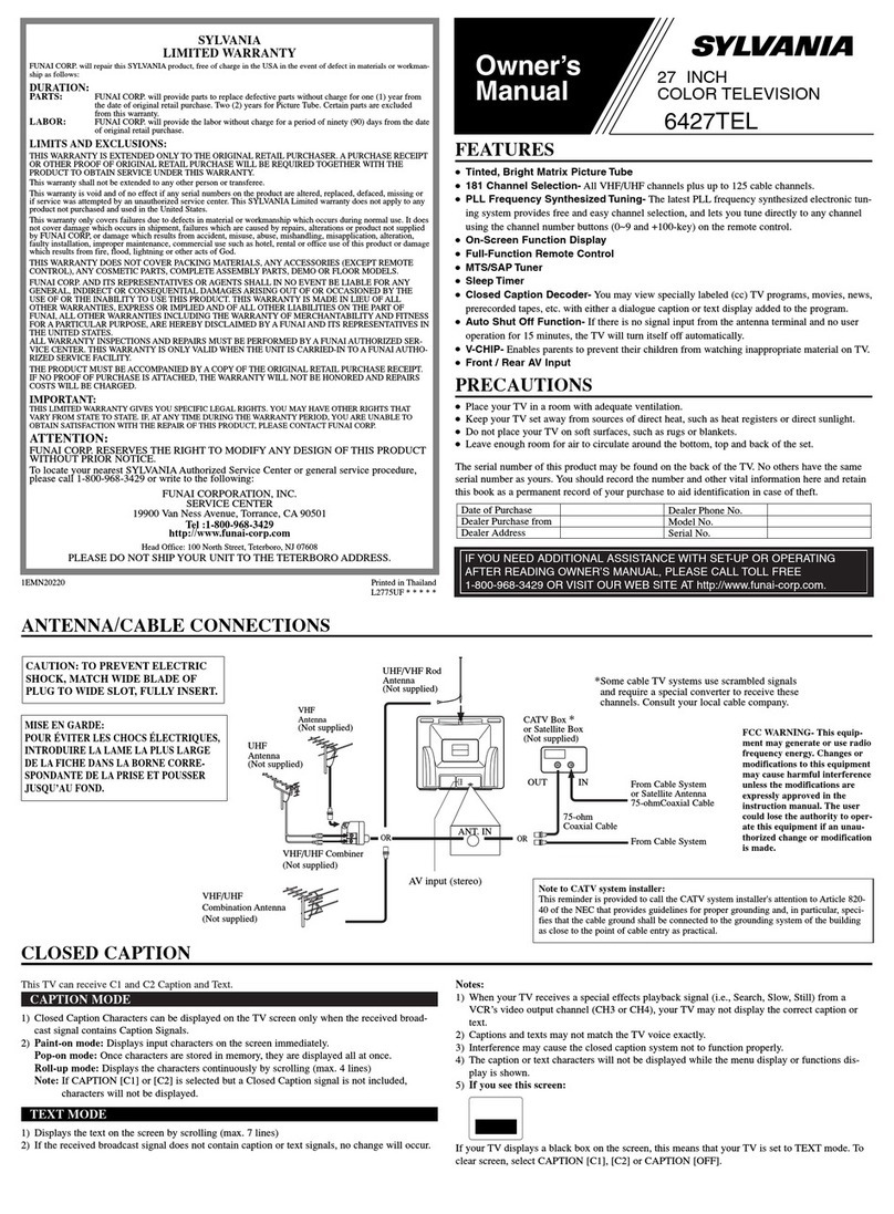 Sylvania 6427TEL User manual