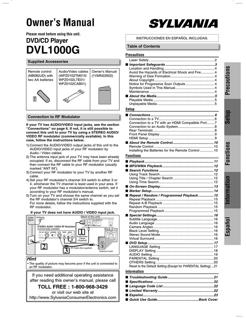 Sylvania DVL1000G owner's manual