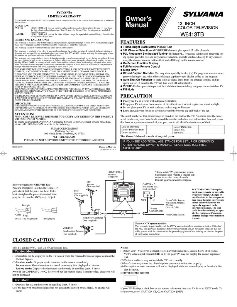 Sylvania W6413TB owner's manual
