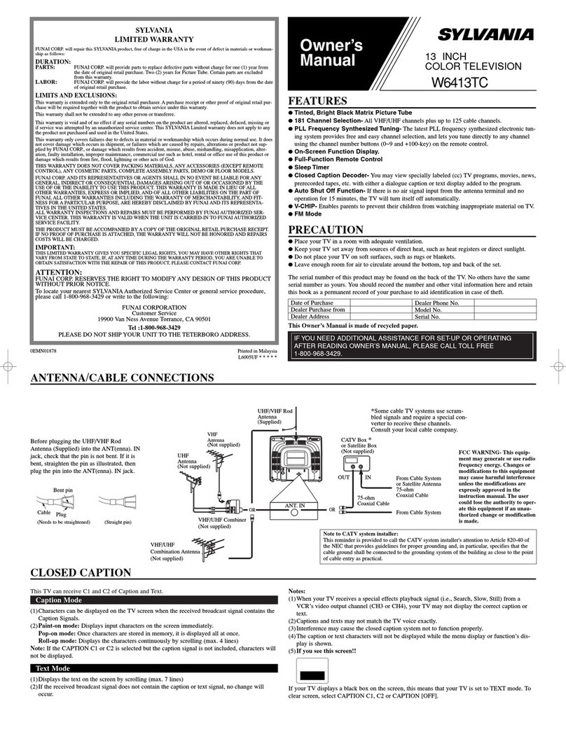 Sylvania W6413TC owner's manual