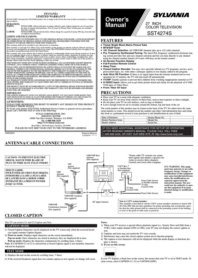 Sylvania SST4274S owner's manual