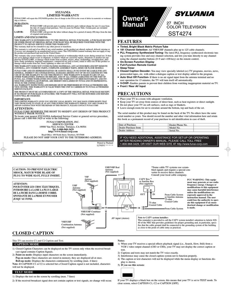 Sylvania SST4274 owner's manual