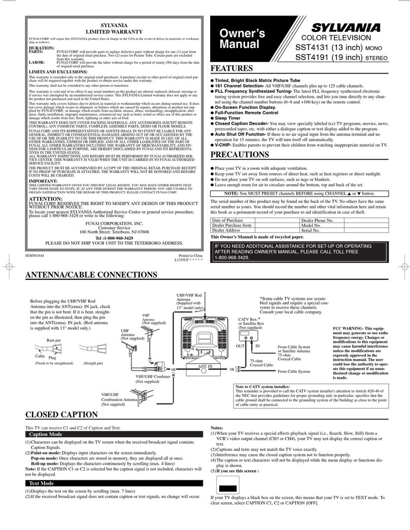 Sylvania SST4131, SST4191 User manual