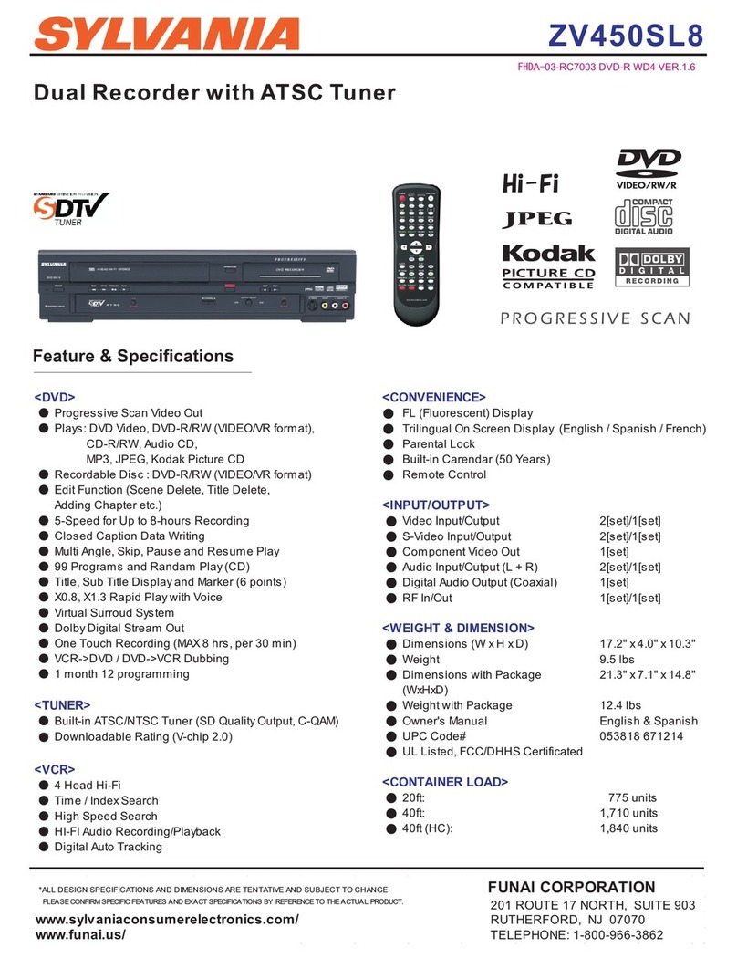 Sylvania ZV450SL8 Specifications