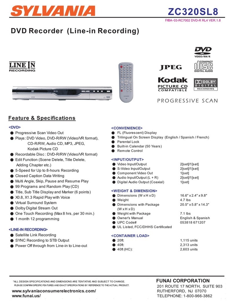 Sylvania ZC320SL8 Specifications