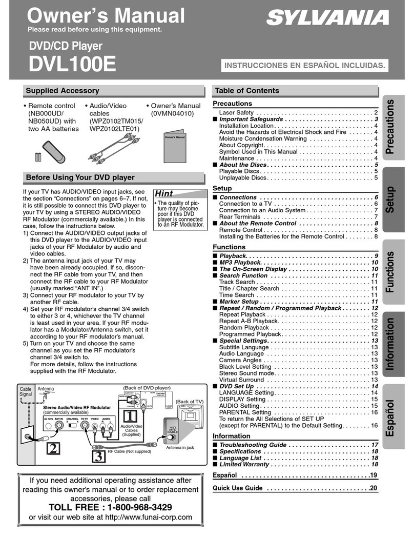 Sylvania DVL100E owner's manual