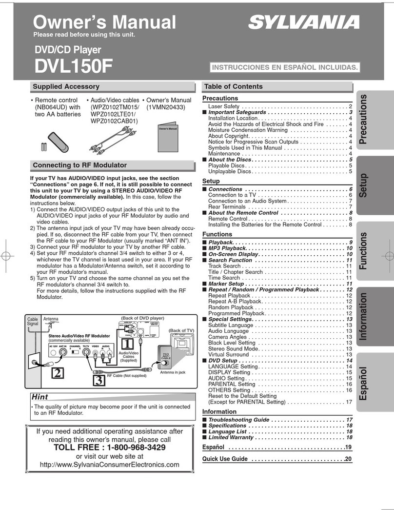 Sylvania DVL150F owner's manual