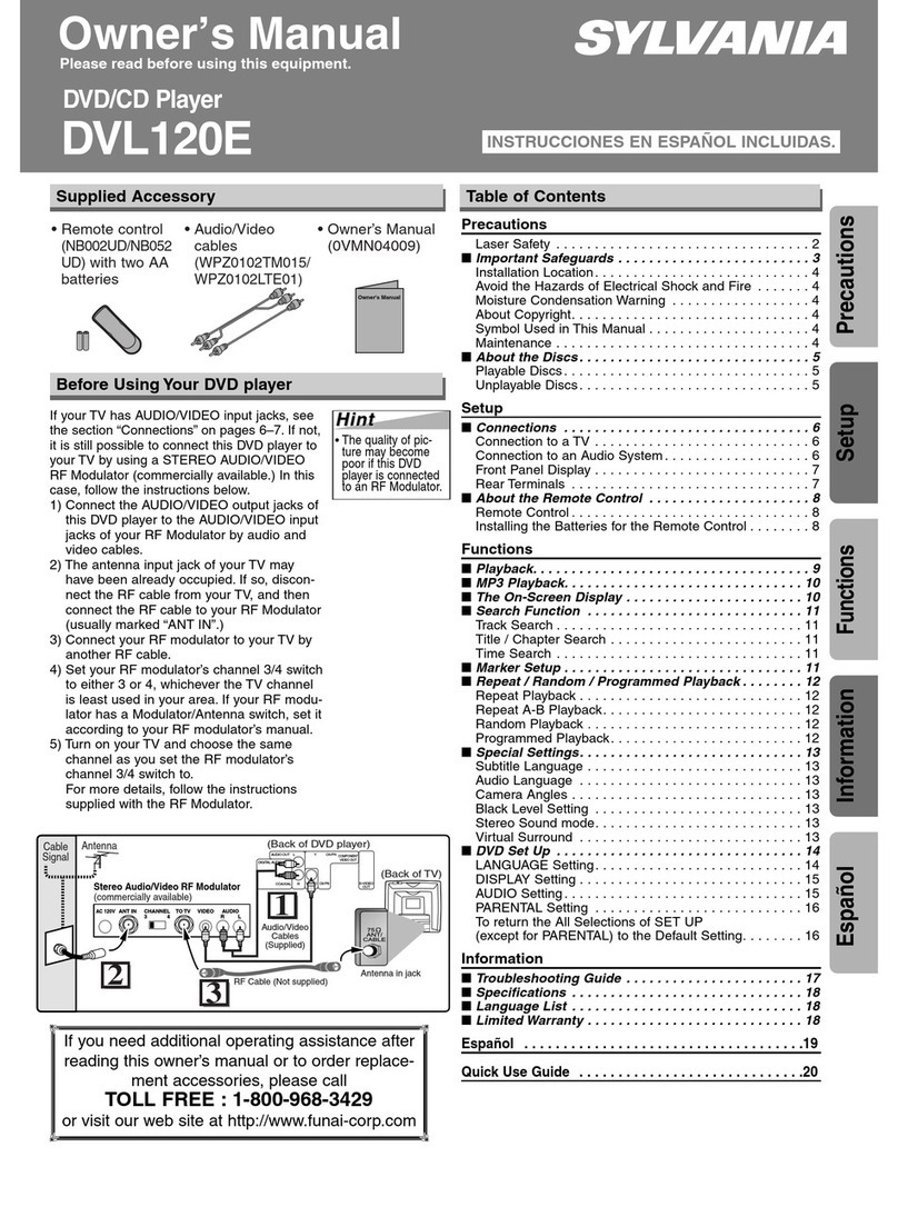 Sylvania DVL120E owner's manual