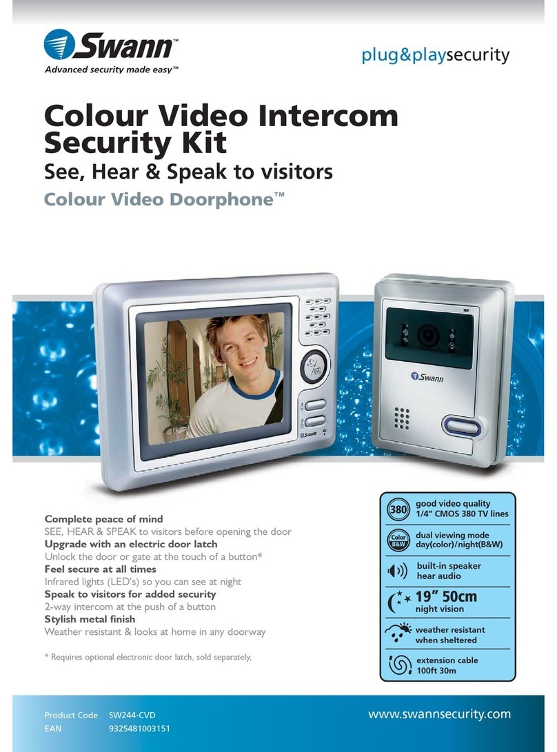 Swann DIY Colour Video Doorphone SW244-CVD Specification sheet