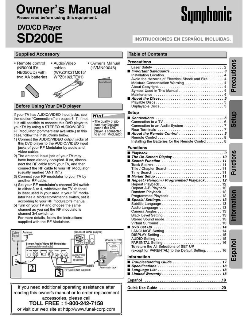 Symphonic SD200E User manual Symphonic SD200E User manual