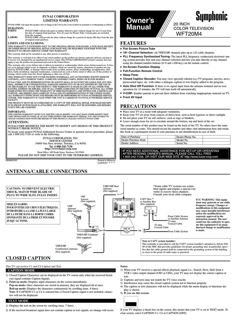 Symphonic WFT20M4 User manual