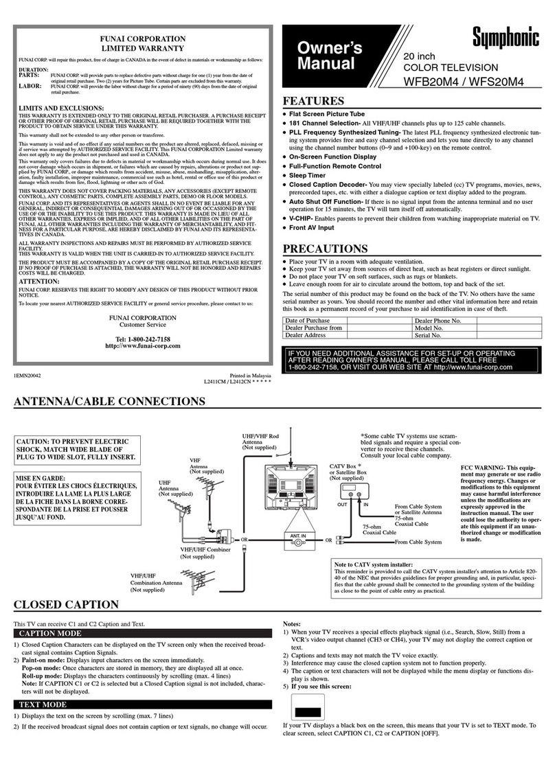 Symphonic WFB20M4, WFS20M4 User manual
