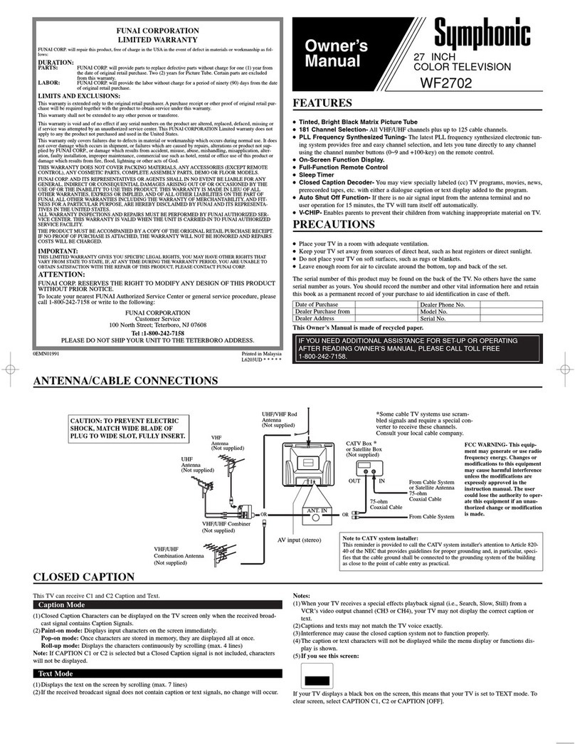 Symphonic WF2702 User manual
