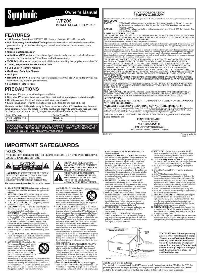 Symphonic WF206 User manual