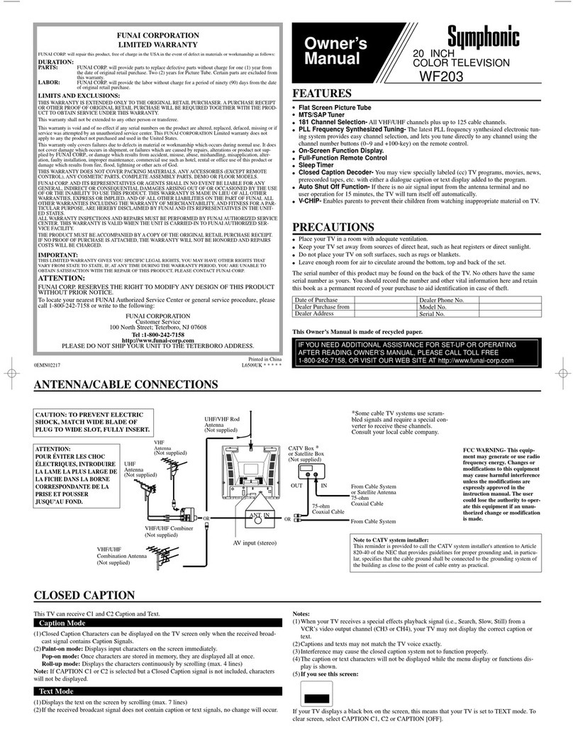 Symphonic WF203 User manual