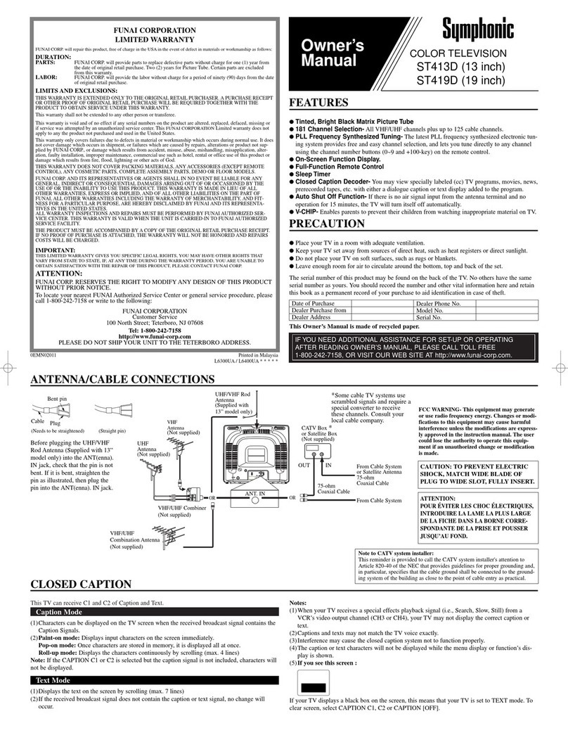 Symphonic ST413D, ST419D User manual