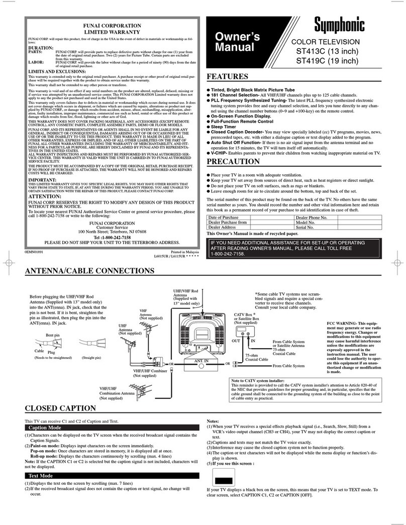Symphonic ST413C, ST419C User manual