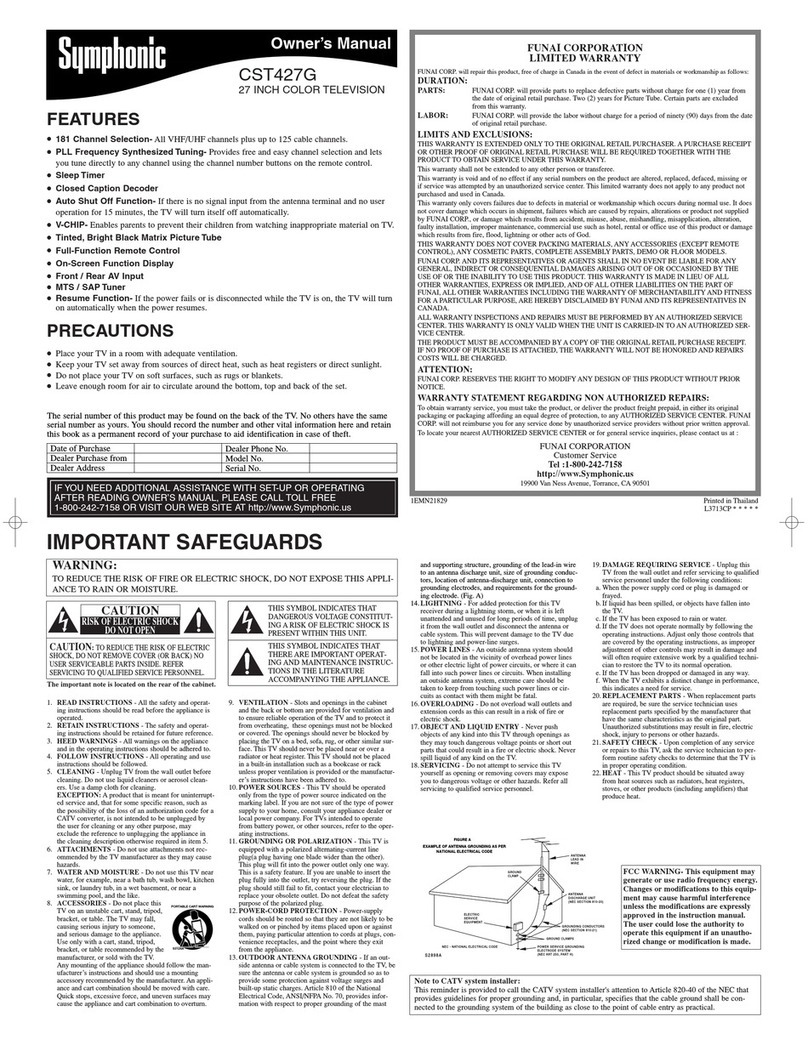 Symphonic CST427G User manual Symphonic CST427G User manual