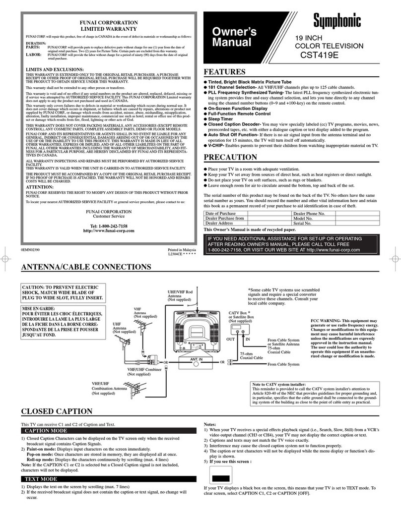 Symphonic ST419E owner's manual