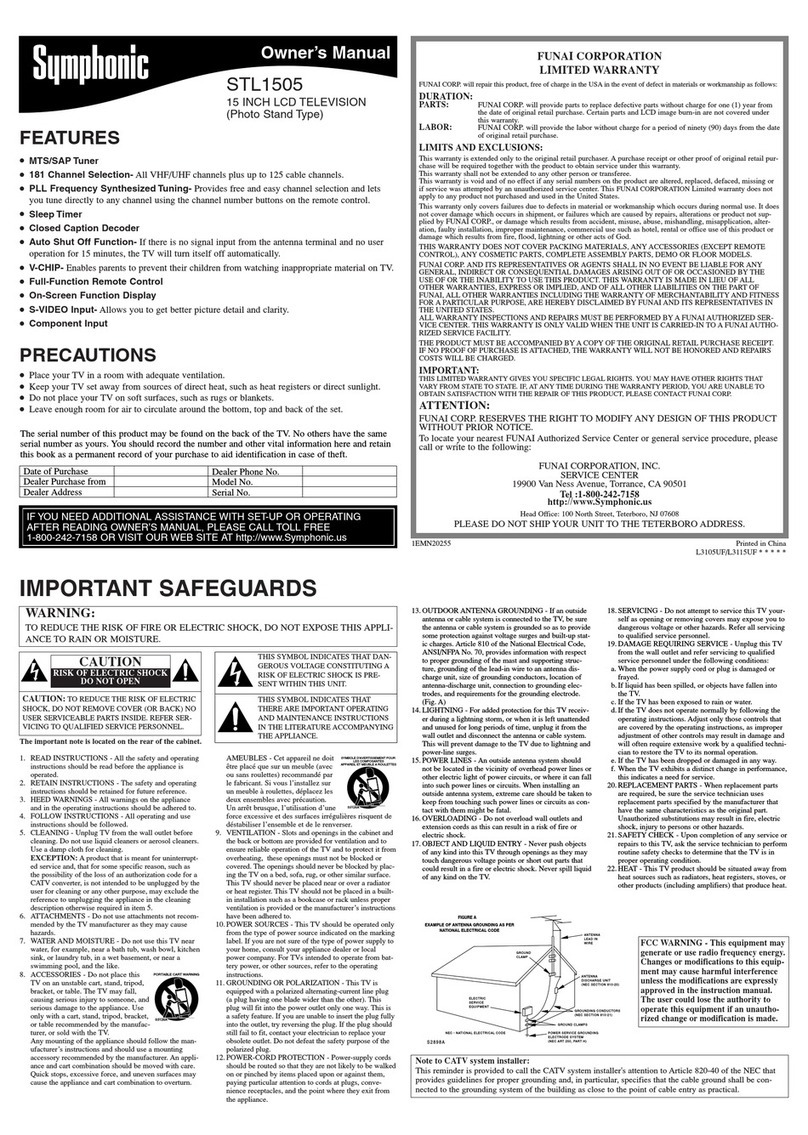 Symphonic STL1505 User manual