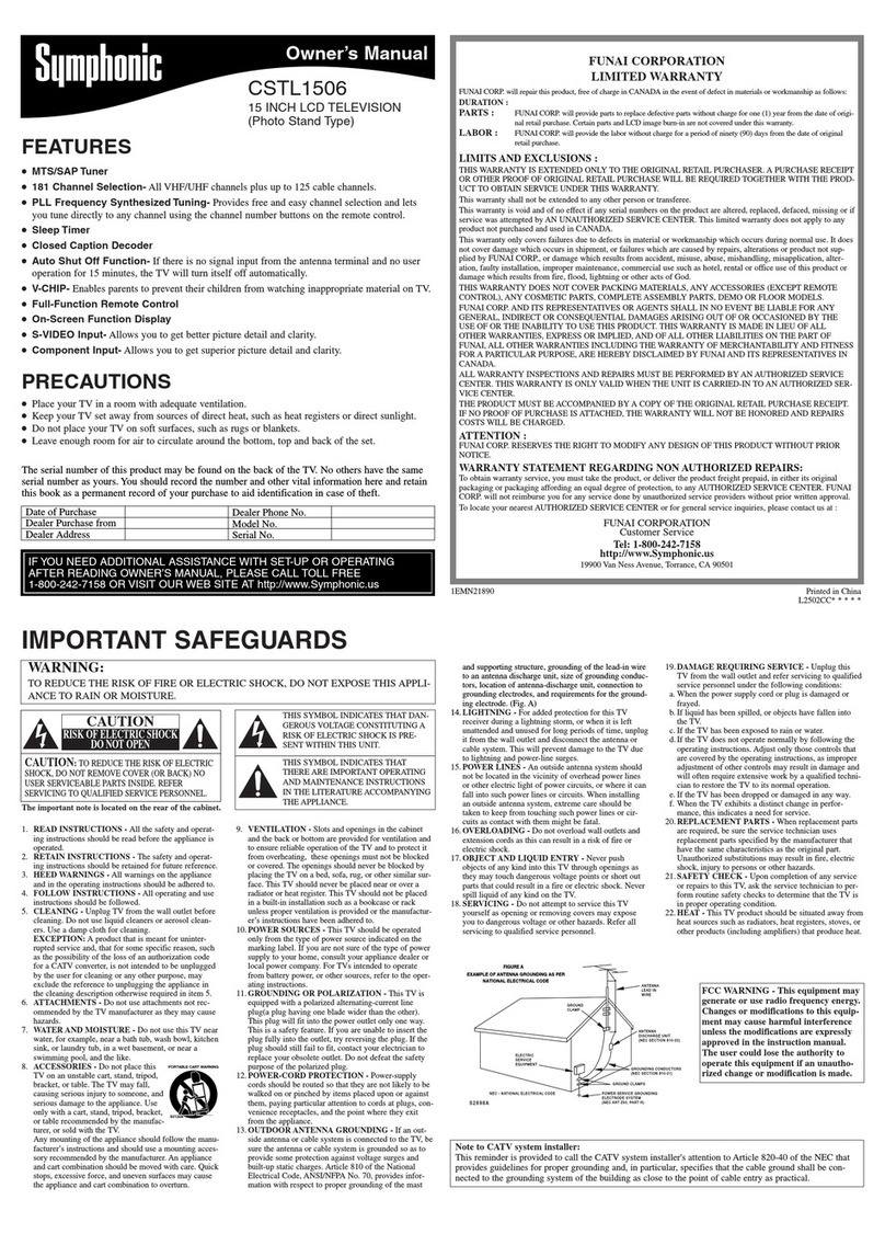 Symphonic CSTL1506 User manual Symphonic CSTL1506 User manual