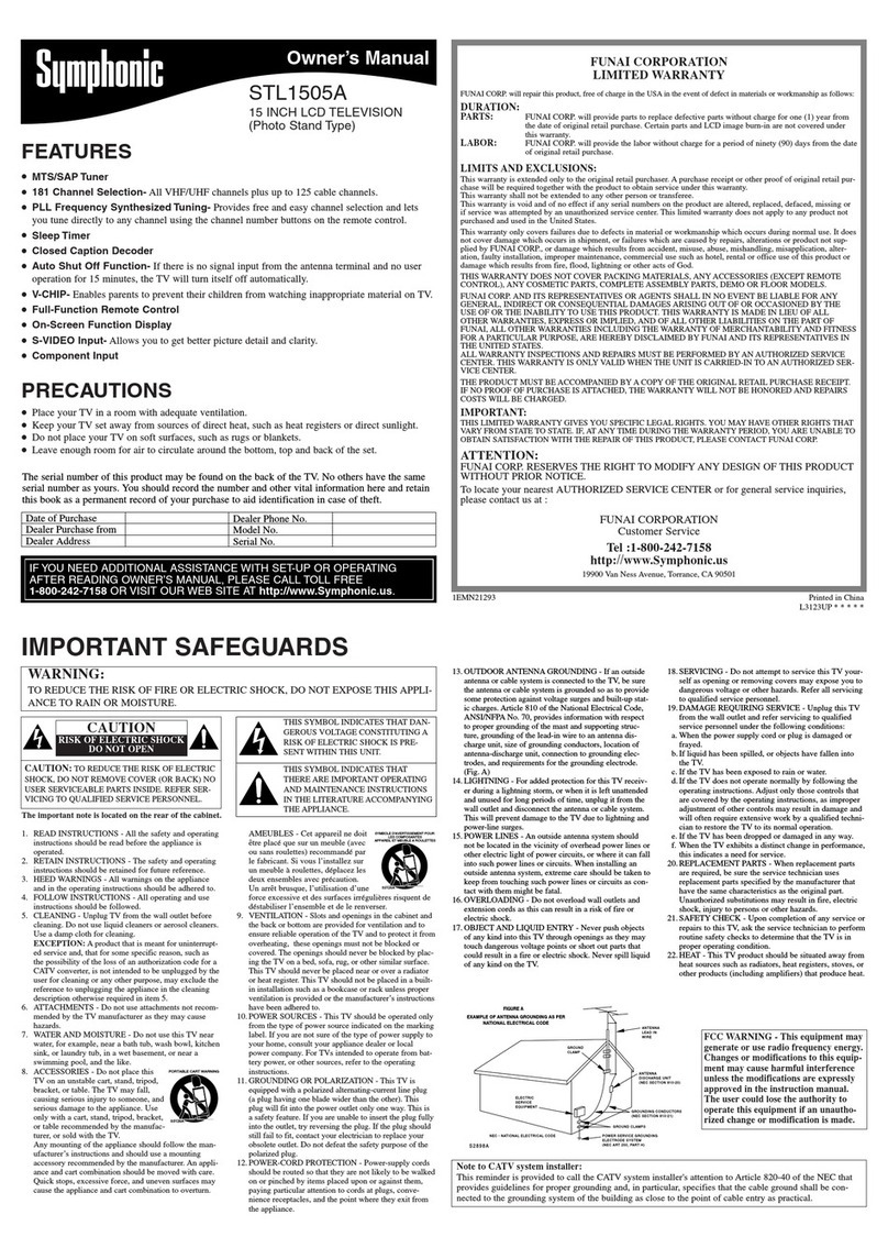 Symphonic STL1505A User manual