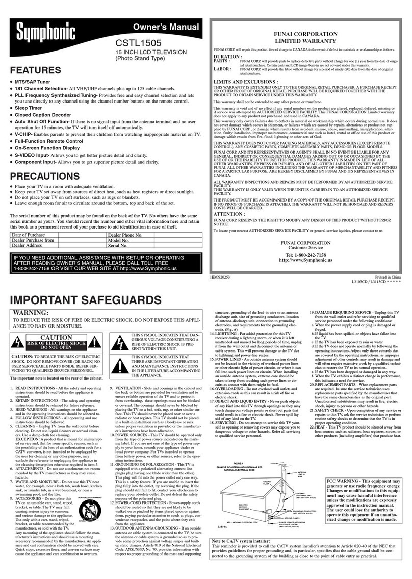 Symphonic CSTL1505 User manual